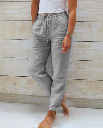 RENARA™ | RELAXED LINEN ELASTIC TROUSERS